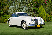 AUT 22 RK3429 01
1960 Jaguar XK-150 SE Cream 3/4 Front View On Grass By Trees