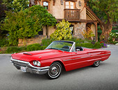 AUT 22 RK3430 01
1964 Ford Thunderbird Red 3/4 Front View On Pavement By House