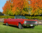 AUT 22 RK3435 01
1964 Ford Falcon Sprint Red 3/4 Front View On Grass By Autumn Trees