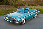 AUT 22 RK3438 01
1960 Chrysler New Yorker Convertible Turquoise 3/4 Front View On Pavement By Grass