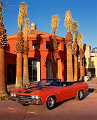 AUT 22 RK0040 01
1969 Chevrolet Chevelle SS Convertible Hugger Orange And Black  Overhead 3/4 Front View