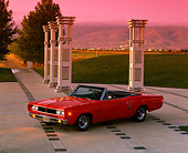 AUT 22 RK0058 03
1968 Dodge Coronet 500 Convertible Red 3/4 Front View On Pavement