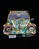 AUT 22 RK0110 14
1969 Volkswagen Beetle Covered With Marbles And Stained Glass Head On Studio