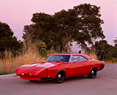 AUT 22 RK0161 12
1969 1/2 Dodge Daytona WingThing 3/4 Front On Road Trees Background