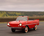AUT 22 RK0185 02
1964 Amphicar Convertible Red 3/4 Front View On Pavement Gray Clouds