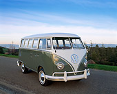 AUT 22 RK0209 04
1965 Volkswagen Bus Green And White 3/4 Front View On Pavement