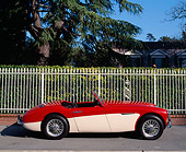 AUT 22 RK0337 04
1960 Austin-Healey 3000 Mark 1 BN-7 Red And White Profile View On Pavement