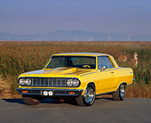 AUT 22 RK0498 01
1964 Chevrolet Chevelle SS Yellow 3/4 Front View On Pavement By Field