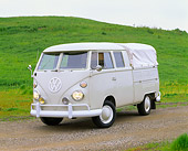 AUT 22 RK1021 02
1966 VW Type II Crew Cab Gray And White 3/4 Front View On Dirt Hill