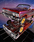 AUT 22 RK1088 06
1963 Chevy Impala Lowrider Convertible 3/4 Front View With Detail Under Car Glass Floor