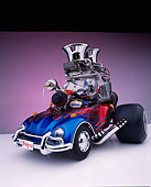 AUT 22 RK1284 17
1964 Blown VW Bug Convertible With 671 Blower With Flames 3/4 Front View Studio