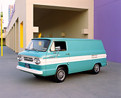 AUT 22 RK1325 01
1964 Chevrolet Corvair Panel Van Teal White Stripe 3/4 Side View By Building
