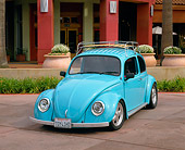 AUT 22 RK1396 02
1967 Volkswagen Beetle Custom Light Blue With Roof Rack 3/4 Front View By Planters