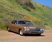 AUT 22 RK1471 01
1965 Chevrolet Impala SS Prostreet Gold 3/4 Front View On Dirt By Flower Hill