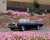 AUT 22 RK1533 03
1969 Plymouth Barracuda Convertible Blue 3/4 Side View By Pink Flowers