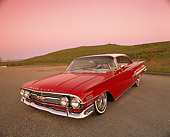 AUT 22 RK1657 05
1960 Chevrolet Impala Red And White Lowrider 3/4 Front View On Pavement