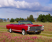 AUT 22 RK1698 04
1966 Ford Fairlane GTA Convertible Red 3/4 Front View In Flower Field
