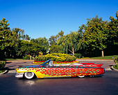 AUT 22 RK1954 01
1960 Cadillac Convertible Custom Flames Profile View On Pavement By Trees And Flowers