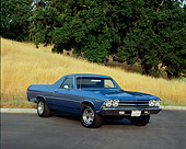 AUT 22 RK1973 02
1969 Chevy El Camino Blue Front 3/4 View On Pavement By Dry Grass Hill