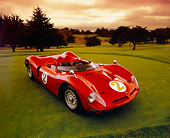 AUT 22 RK1984 02
1967 Bizzarrini P538 Can-Am Le Mans Sports Car Red 3/4 Front View On Grass Wide Angle