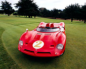AUT 22 RK1986 02
1967 Bizzarrini P538 Can-Am Le Mans Sports Car Red 3/4 Front View On Grass
