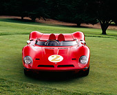 AUT 22 RK1987 03
1967 Bizzarrini P538 Can-Am Le Mans Sports Racer Red Head On View On Grass