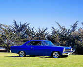 AUT 22 RK2026 02
1966 Chevy Nova SS Blue 3/4 Side View On Grass Trees Background Blue Sky