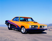 AUT 22 RK2028 04
1967 Plymouth Barracuda Custom Paint 3/4 Front View On Pavement Hill Blue Sky