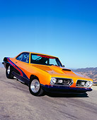 AUT 22 RK2032 02
1967 Plymouth Barracuda Custom Paint 3/4 Front View On Pavement Hill Blue Sky