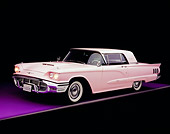AUT 22 RK2122 06
1960 Ford Thunderbird Pink Side 3/4 View On Purple Floor Gray Line Studio