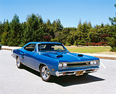 AUT 22 RK2177 01
1969 Dodge Coronet R/T Blue 3/4 Front View On Pavement By Trees