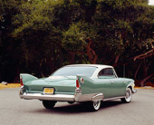 AUT 22 RK2218 01
1960 Plymouth Fury Green And White 3/4 Rear View On Pavement By Trees
