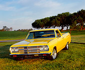 AUT 22 RK2286 02
1965 Chevrolet, El Camino, Yellow 3/4 Front View On Grass