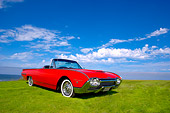AUT 22 RK2343 01
1962 Ford Thunderbird Sports Roadster Red Low 3/4 Front View On Grass