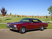 AUT 22 RK2361 01
1967 Chevrolet Chevelle SS 396 Maroon 3/4 Side View On Pavement By Grass