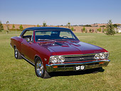 AUT 22 RK2362 01
1967 Chevrolet Chevelle SS 396 Maroon 3/4 Front View On Grass
