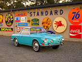 AUT 22 RK2398 01
1964 Volkswagen Karmann Ghia Type 3 Pacific Blue  Front 3/4 View On Pavement By Decals