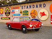 AUT 22 RK2401 01
1963 Volkswagen Karmann Ghia Type 3 Ruby Red 3/4 Front View On Pavement By Decals