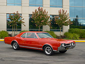 AUT 22 RK2414 01
1967 Oldsmobile 442 Red 3/4 Side View On Pavement
