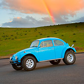 AUT 22 RK2431 02
1969 Volkswagen Baja 2 Door Blue 3/4 Side  View On Pavement