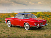 AUT 22 RK2452 01
1963 Volkswagen Type 34 Karmann Ghia Red Black Top 3/4 Rear View In Field