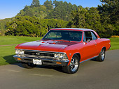 AUT 22 RK2485 01
1966 Chevrolet Chevelle SS 396 Red 3/4 Front View On Pavement