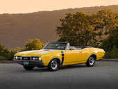 AUT 22 RK2545 01
1968 Oldsmobile 442 Convertible Yellow 3/4 Side View On Pavement