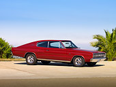 AUT 22 RK2554 01
1966 Dodge Charger Inferno Red 3/4 Side View On Pavement
