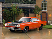 AUT 22 RK2566 01
1969 Dodge Super Bee Orange 3/4 Front View On Driveway