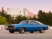AUT 22 RK2572 01
1968 Dodge Charger RT Blue And White Front 3/4 View On Pavement