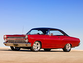 AUT 22 RK2574 01
1966 Mercury Comet Cyclone GT Red Black Top Low 3/4 Side View On Pavement