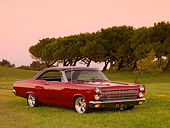 AUT 22 RK2578 01
1966 Mercury Comet Cyclone GT Red Black Top 3/4 Front View On Grass