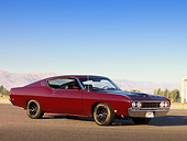 AUT 22 RK2585 01
1969 Ford Torino Talladega Maroon 3/4 Side View On Pavement