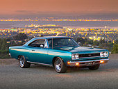 AUT 22 RK2609 01
1968 Plymouth GTX Blue 3/4 Front View On Pavement